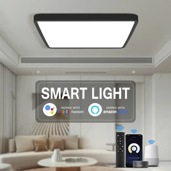 Интелигентен Led тавана лампа на Hristo WIFI с управлението на приложение Квадратни плафониери-Тънки led таван панел За осветяване на помещения