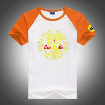 Мода с принтом Кобра Кай 2023, Нова Мъжка Лятна Памучен Тениска с къси ръкави, Популярна Дишаща Тениска с кръгло деколте на Раменете си, Върхове