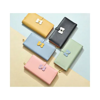 Нов дамски Дълъг прост прясно сладко в чантата си в корейски стил, многофункционална чанта копчета за карти, дамски портфейл