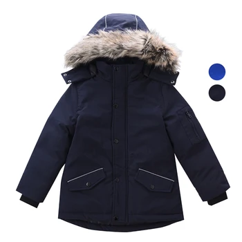Палто за момчета от 3 до 9 години, топли зимни якета за момчета, обикновена паркове с качулка-30, Спортно облекло, Ветрозащитная, с памучна подплата