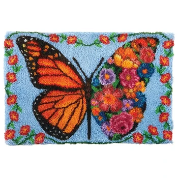 Комплекти килими с капаче и плетене на една кука за бродиране на килими с принтом пеперуди, комплекти за бродерия от платното за възрастни, дамски чанти със собствените си ръце, определени за производство на чанти със собствените си ръце