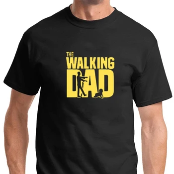 2022 Нови Тениски със Златен принтом The Walking Dad, Мъжки Блузи, Ежедневни тениски за Деня на бащата, Мъжки Забавни подаръци за татко, Къс ръкав