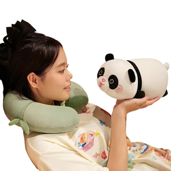 Мультяшная Панда, Бамбук Поролоновая възглавница за шията, Плюшен Офис Мека Възглавница За Сън, Сладък животни, Креативен подарък от висок клас