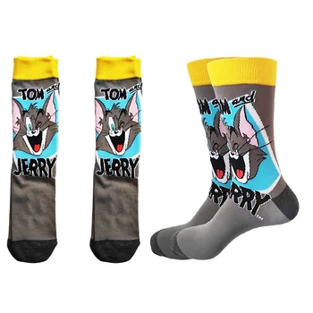 Мъжки Чорап с Анимационни заек и котка, Средната тръба, Меките терлици За мъже, Зимните Модни Улични Унисекс чорапи