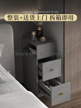Полуоткрывающийся сив ультраузкий малко нощни шкафче за съхранение в спалнята, мини-малък размер, лесен нощни шкафче