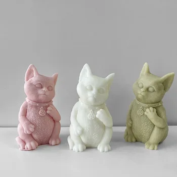B0064 Нова Постоянна Мультяшная Свещ с сладък котка, силиконова форма, направи си САМ, Малка котка, лепило за животни, Подвесная Свещ, форма