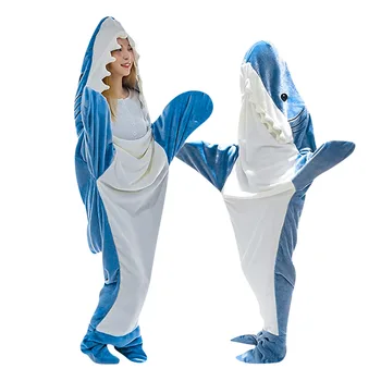 Носимое одеяло с акули, Hoody с качулка За жени, Флисовые Кигуруми За мъже С ръкави, Мек и Уютен Спален чувал с акули, Мъжки пижами с акула