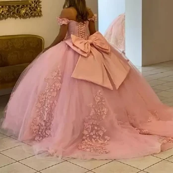 Пепеляво-Розова рокля Alsa за Бала с открити рамене, Пищната Пола с Цветен Модел Рокля за Парти в чест на рождения Ден, Vestido De 15 Anos Quinceanera 16