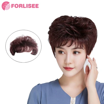 За синтетичен дългия воден вълнисто перука с половин глава, женски изкуствена коса, невидим перука на главата, увеличава обема на косата