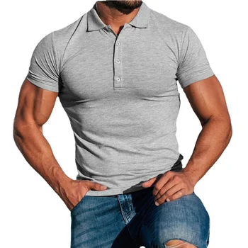 Мъжки Модни Обикновена Ежедневни Ризи Поло 2023, Летни Мъжки Тениски с Копчета, Однотонная тениска с къс ръкав, Тънка Градинска Облекло
