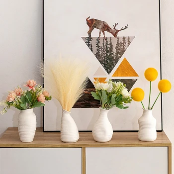 Скандинавска керамична бутилка за цветя, Эстетичная ваза с неправилна форма за декорация на хола, Творчески гърне със сушени цветя, украса на масата