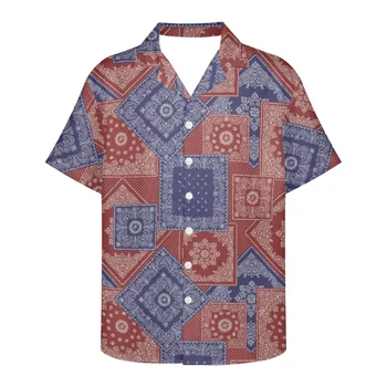 Традиционна Мъжка дреха в ивица с принтом племе Самоа, Летни Свободни Модни мъжки ризи с къси ръкави, с Нов дизайн, мъжки ризи с V-образно деколте