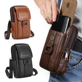 Мъжка чанта-Месинджър чанта от телешка кожа, Мъжки джоб за мобилен телефон, Малки мрежи, Пътна Поясная чанта, Нагрудная чанта с множество джобове