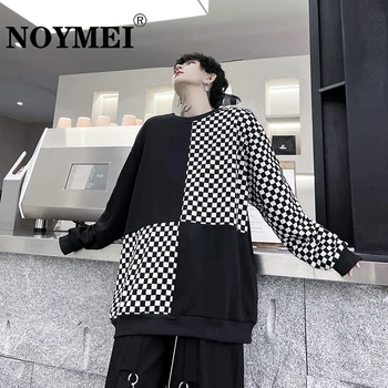 NOYMEI Шах модел, мозайка, Контрастен Цвят, Пуловер с кръгло деколте, Мъжки Нишевая Индивидуалност, Топ-тренд, hoody WA2167
