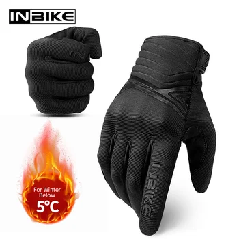 Зимните мотоциклетни ръкавици INBIKE за мъже, мотоциклетни ръкавици с твърдо покритие за езда, ръкавици за мотокрос със сензорен екран, противоударные