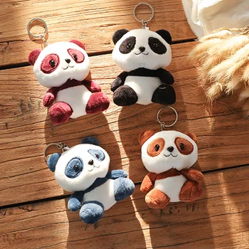 Сладки Кукли-животни панда 10 см, детски плюшени играчки, 4 цвята, ключодържател, пръстен, окачване, плюшени играчки, подаръци за деца