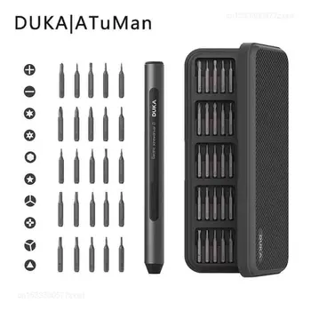 Набор от електрически отвертки DUKA ATuMan E1 Precision Type-C, Акумулаторна батерия и за Ремонт от 25 бр. Стоманени Бита 3,7 В Отвертка 25 в 1