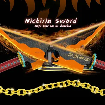 Верига с двоен меч Катана Модел острието на меча Аниме Сабя Самурай Строителни тухли Оръжие MOC Блокове Играчка за подарък на момчетата