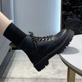 Колекция от 2023 година, Есен-зима, Нови модни дамски обувки дантела с кръгла пръсти в британския стил в стил Ретро, Ежедневни обувки на плоска подметка