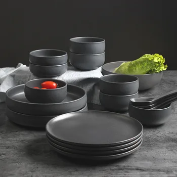 Комплект керамични съдове за готвене в скандинавски стил, купа за ориз, дълбока чиния за спагети, домакински съдове