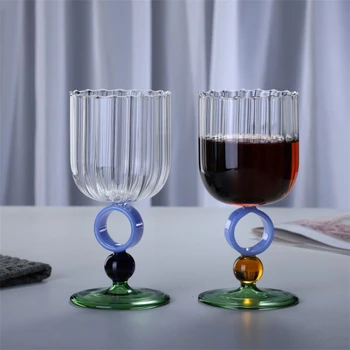 Европейските прозрачни чаши за Кафе от висококачествена Borosilicate стъкло с творчески пръстен и вертикален дизайн, битови високи чаши