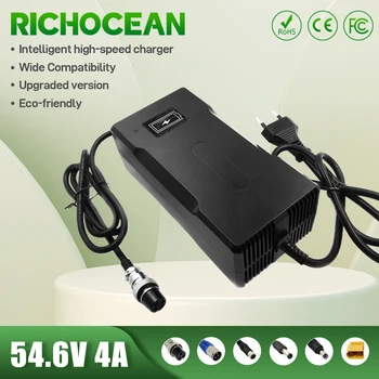 RICHOCEAN 54,6 V 4A Умна Литиева Батерия Бързо Зарядно Устройство с изход Вилица за 13S 48V Lipo Li-ion, електрически инструменти и за Электровелосипеда С Вентилатор