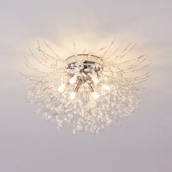 Модерна метална led кристален полилей с 6 крушки Във формата на Фойерверки под формата на Глухарче, окачен Тавана лампа за хол, Макс 40 W