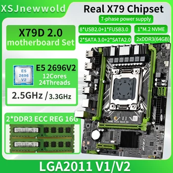 Комплект дънната платка X79D2.0 с процесора E5 2696V2 и паметта DDR3 REG 2 *16G = 32 GB Двуканална LGA2011 NVME M. 2 SATA3.0 Xeon Kit