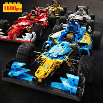 F1 1: 8 Formula Racing Технически градивен елемент на модел на MOC Високоскоростна спортна кола Просветени тухли Коледни играчки за момчета Подаръчен комплект