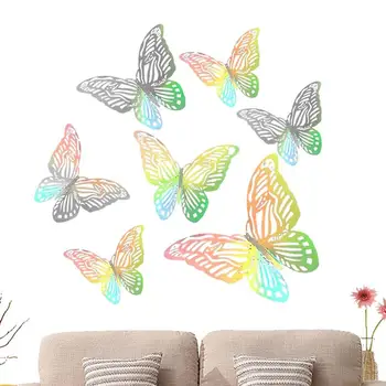 Стикери пеперуди Естетически Выдалбливают 3D Пеперуди Стикери за стена 12шт Сменяеми етикети с пеперуди за украса на стените и торта
