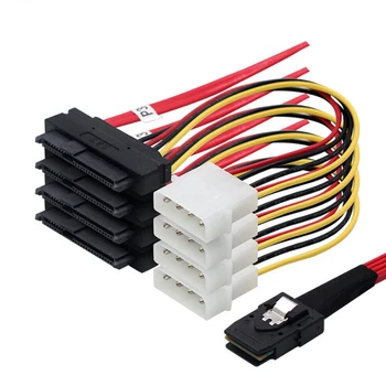 Висококачествен кабел за свързване MINI SAS СФФ-8087 на 4 port SAS 8482 с храна за сървъра