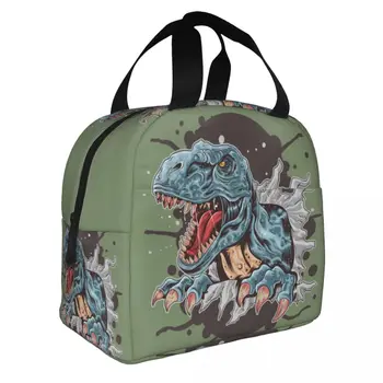 Дамски чанта за обяд с принтом динозавър Минути Рекс, Многократно термоохладитель с анимационни Динозавром, Офис чанти за пикник, пътни чанти за хранене
