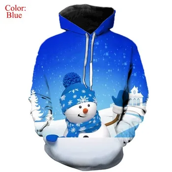 2023, Нови стилове, Коледа, снежен човек, 3D Дигитален печат, Пуловер с качулка за мъже, жени, Всекидневни пуловер с качулка с принтом снежен човек
