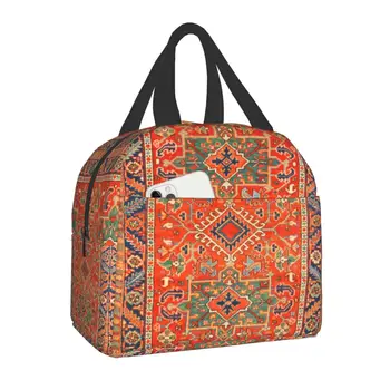 Бохемски Геометричен персийски килим с принтом, Изолирано чанта за обяд, Фланец термоохладитель, Турски Етнически обяд-бокс Kilim за жени и деца