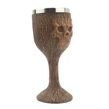 Чаша за Хелоуин, Чаша за вино със средновековни черепа от смола, 200 мл, Ретро Средновековен чаша за украса за Хелоуин