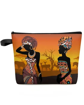 Африкански жени в етнически стил, Черна Женска Косметичка, чанта за пътуване, Женски Козметични чанти, Органайзер за съхранение, молив случай