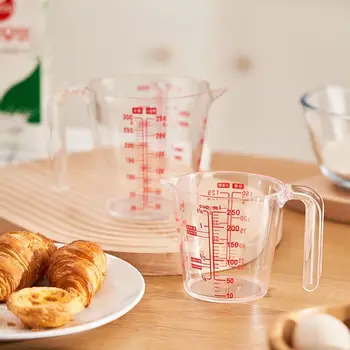 Пластмасова мерителна банка като тримерно чаша Млечен мерителна цилиндър за микровълнова фурна, Могат да се мият в съдомиялна машина За печене на мляко, вода, кафе