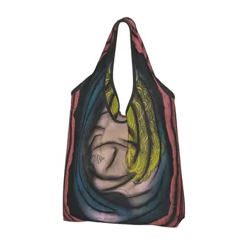 Yayoi Kusama Абстрактно Изкуство Хранителни Стоки Чанта-Тоут За Покупки На Дамски Модерна Чанта-Купувач На Рамото Си Голям Капацитет Чанти