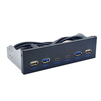 USB C концентратор с гъвкав преден панел 2 USB Порта + 2 USB порта 3.2 Type C 19 Пин HXBE