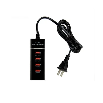4 USB Порта Бързо зарядно устройство Пътен адаптер 5V QC 3A 3.0 Бързо зареждане на телефони USB-хъб за мобилен телефон, штепсельная вилица САЩ, черен
