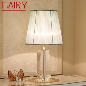 Страхотна Модерна кристален настолна лампа LED, Ретро Прост творчески малка странична лампа за дома хол спалня