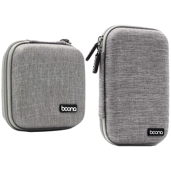 BOONA, 2 броя, Преносим кутия за съхранение, Водоустойчива чанта за съхранение на твърд диск, захранване, сив, 17,5x10,5x5,0 см и 11X11X4,5 см
