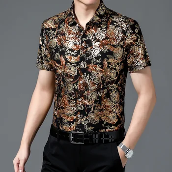 Хавай, Китайската Мода, 80% От Копринени Черни Ризи, Мъжки Ризи с къс ръкав и цветна принтом от двете страни На плажната летни дрехи 2023 година