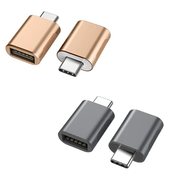 USB Адаптер C до USB 2-Pack, тип C Мъжки към USB 3.0 женски OTG адаптер конвертор за преносими компютри, зарядни устройства и много други