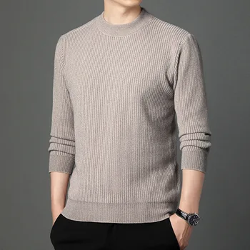 Висококачествен пуловер, модерен мъжки пуловер с полуприлегающим висока яка, случайни мъжки зимен пуловер с подплата, големи размери 4XL