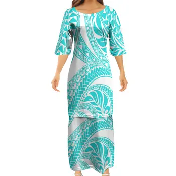 Секси дълга рокля с полинезийским модел, Ретро арт, Дълга рокля в етнически племенно стил, Ежедневна рокля по поръчка