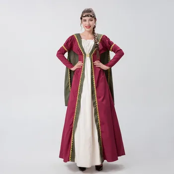 Жена Готическа рокля с дълъг ръкав, костюм за Cosplay, Ретро костюм на принцеса, наметало, рокля за изпълнения