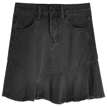 Пола с висока дизайн за жени; лятна деним пола за момичетата; тесни летни панталони трапецовидна форма; дамски къси панталони
