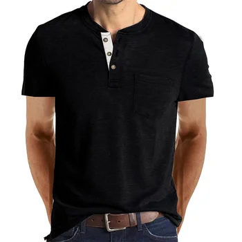Мъжки нова памучен тениска с къс ръкав, Модни Свободна ежедневни риза за всеки ден, Лятна благородна своеобразна мъжки дрехи