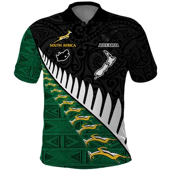 Нова зеландия по ръгби, Южна Африка Папрат, 3D принт, мъжка риза с къси ръкави, с Висококачествена Дишаща ежедневни тениска с къс ръкав, Спортни